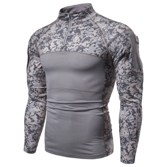 Herren Funktionsshirt mit Stehkragen und innovativem Camouflage-Design EB