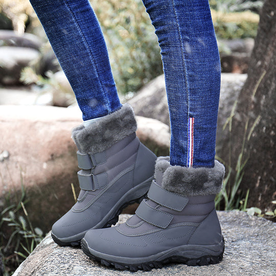 Damen Winterstiefel mit Klettverschluss und Warmfutter EB