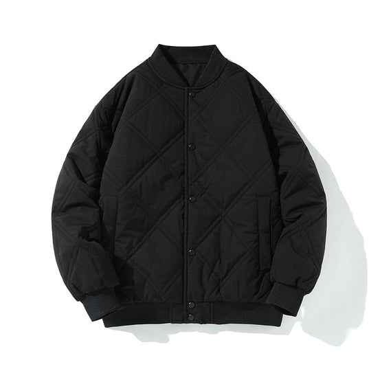 Herren gesteppte College-Blousonjacke mit Rautensteppung, Druckknopfverschluss und gerippten Bündchen EB
