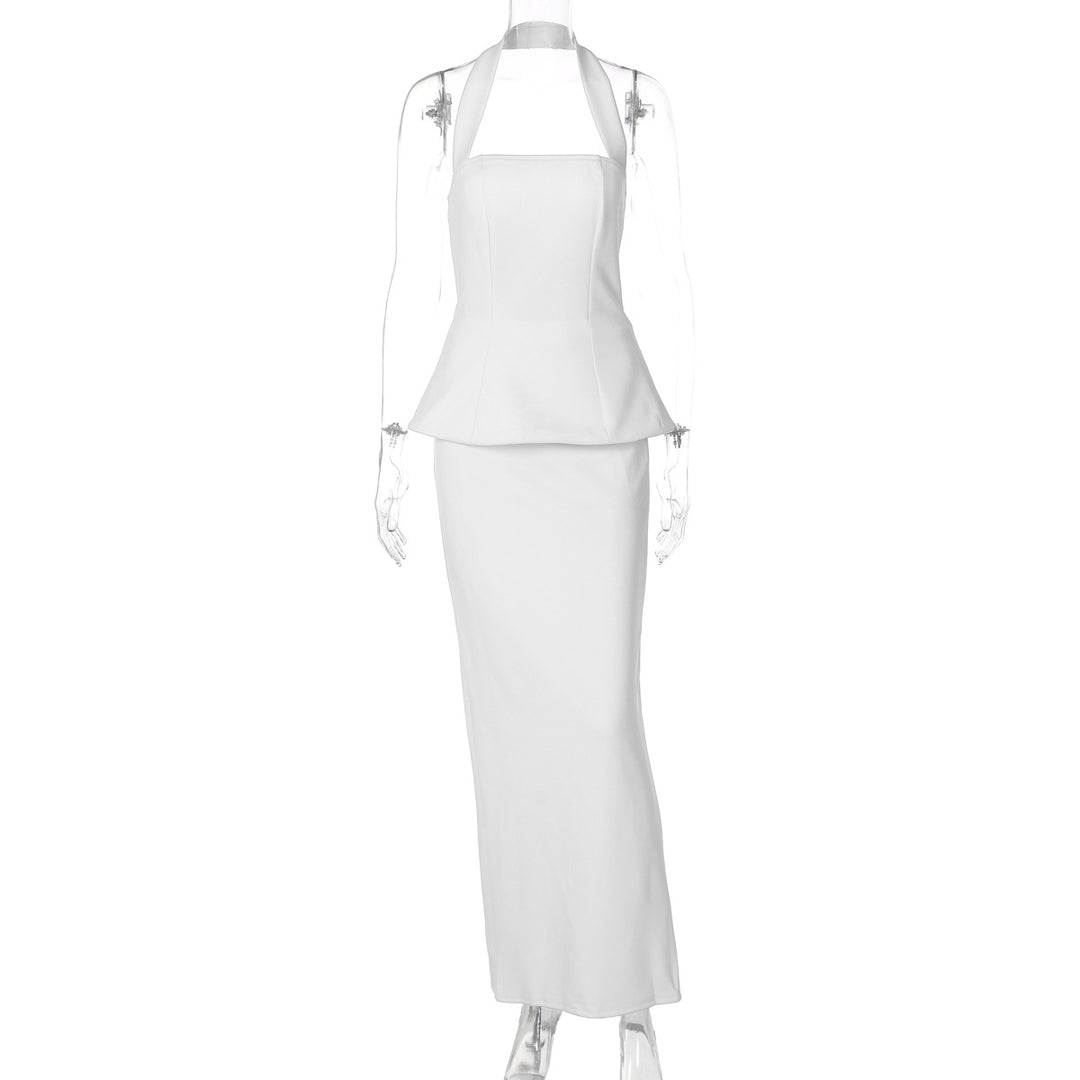 Damen Elegantes Maxikleid mit schmalem Schnitt und quadratischem Ausschnitt EB