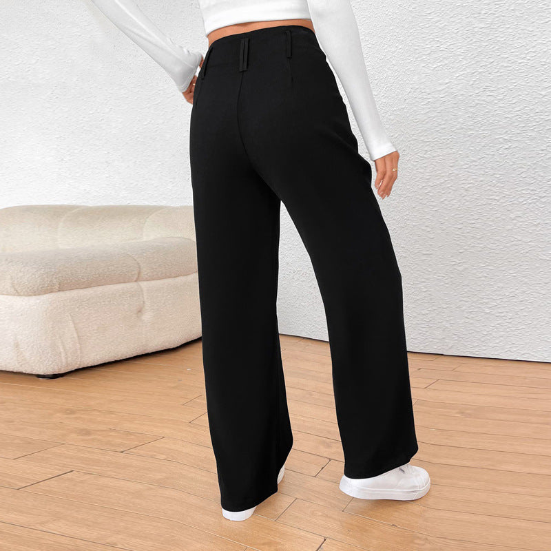 Damen Hochtaillierte weite Stoffhose EB