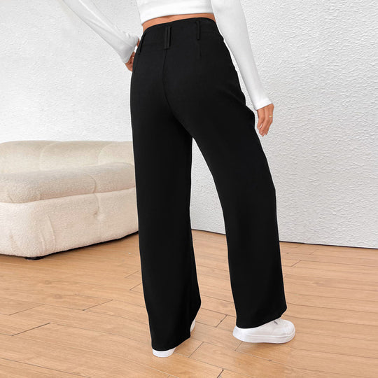 Damen Hochtaillierte weite Stoffhose EB