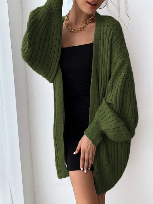 Damen Weitgeschnittener Strickcardigan mit strukturiertem Rippdesign EB