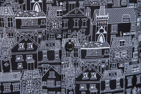 Herren Langarmhemd mit kreativem Stadtmotiv und moderner Passform EB