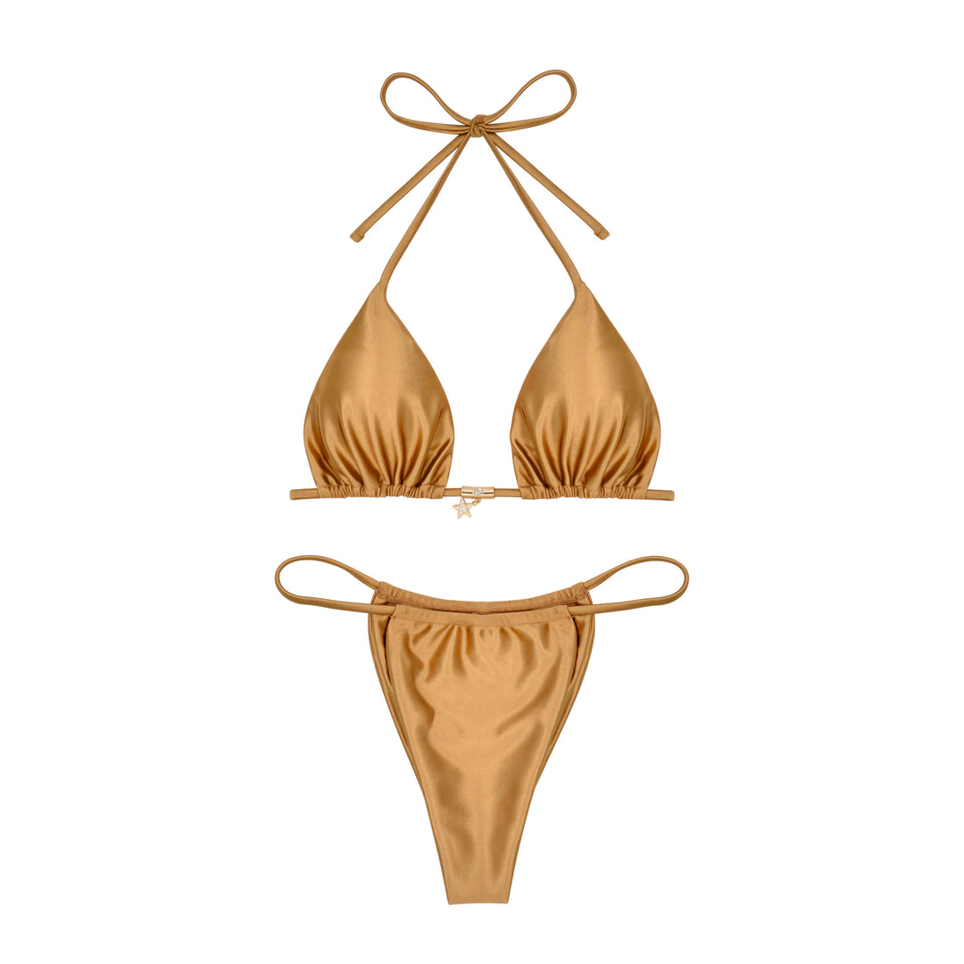 Damen Triangel-Bikini mit glanzvollem Material EB