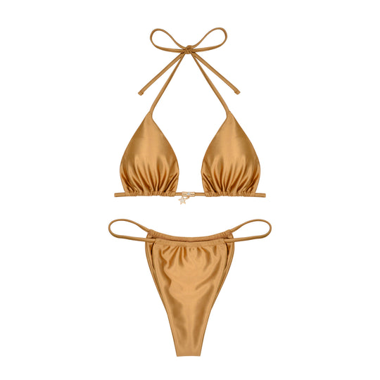 Damen Triangel-Bikini mit glanzvollem Material EB