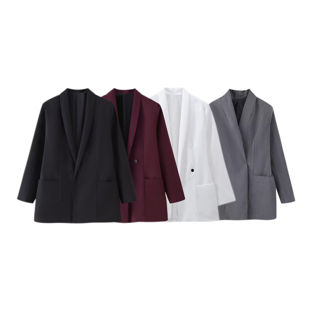 Damen elegante Blazerjacke mit Taschen und modernem Schnitt EB