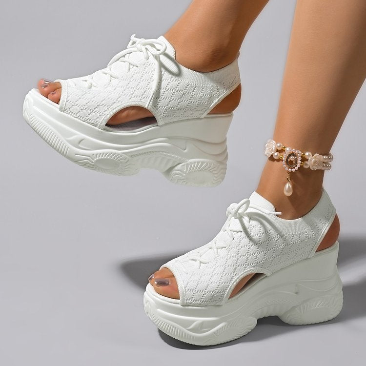 Damen Chunky Sneakers mit offenem Zehenbereich und atmungsaktivem Obermaterial EB