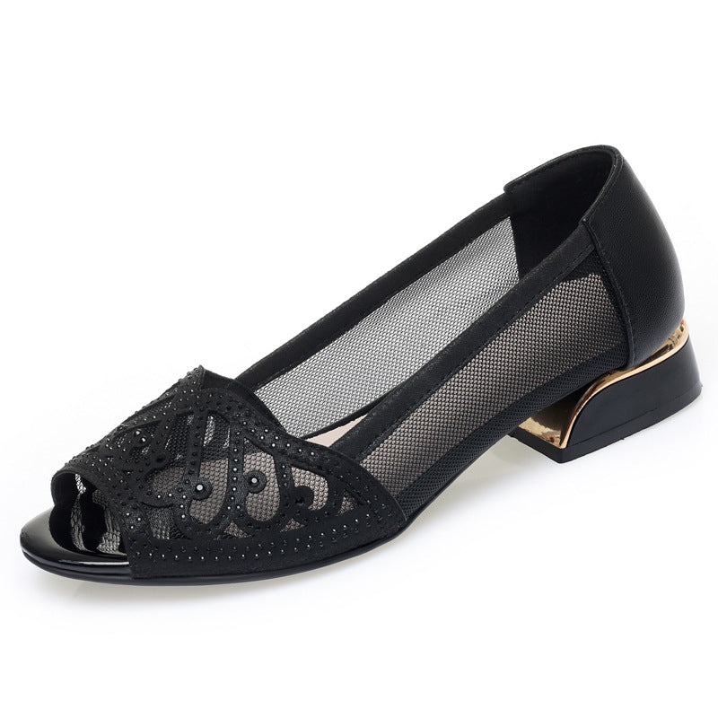 Damen Ballerinas mit luftiger Mesh-Optik und funkelnden Strassakzenten EB