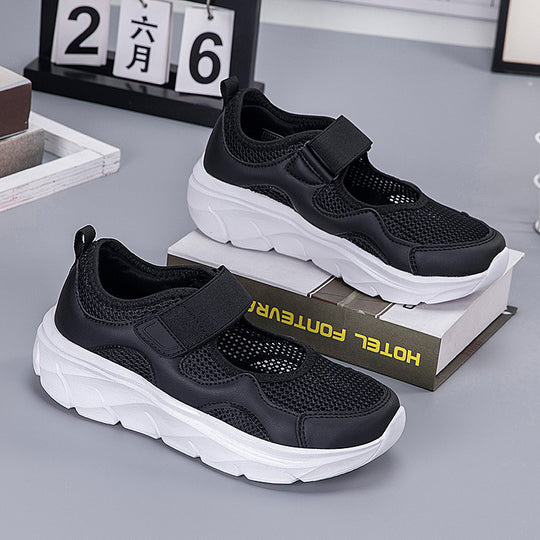Damen modische Sneakers mit atmungsaktiver Mesh-Oberfläche und praktischem Klettverschluss EB