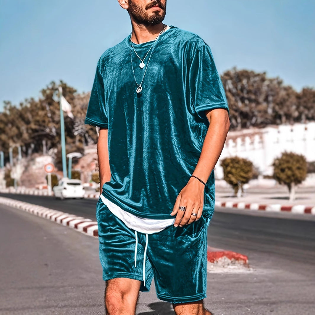 Herren Lässiges Velours Freizeit-Set mit stylischem Schnitt EB
