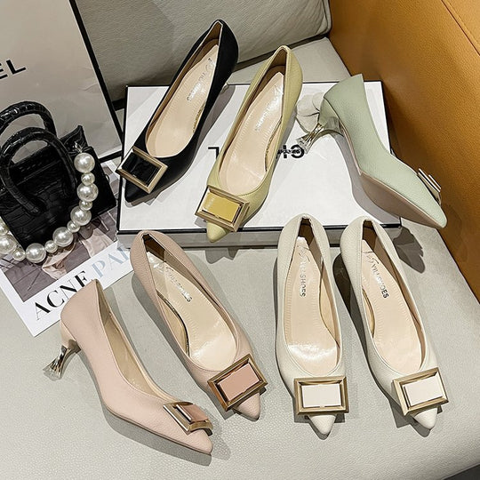 Damen Elegante Ballerinas mit innovativer Schnallenverzierung EB