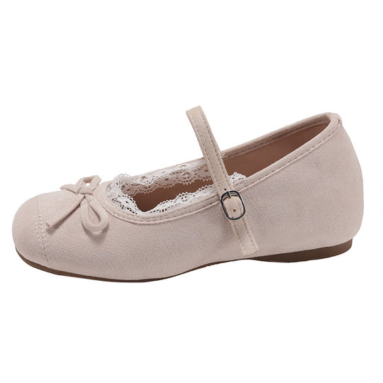 Damen elegante Ballerinas mit feiner Spitzenverzierung und praktischem Schnallenverschluss EB