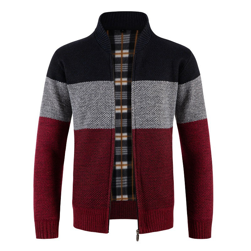 Herren Strickjacke mit modernem Reißverschluss und strukturiertem Muster EB