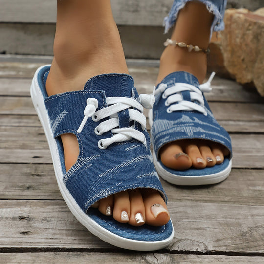 Damen Freizeitsandalen mit offenem Zehenbereich und lässigem Schnürdesign EB
