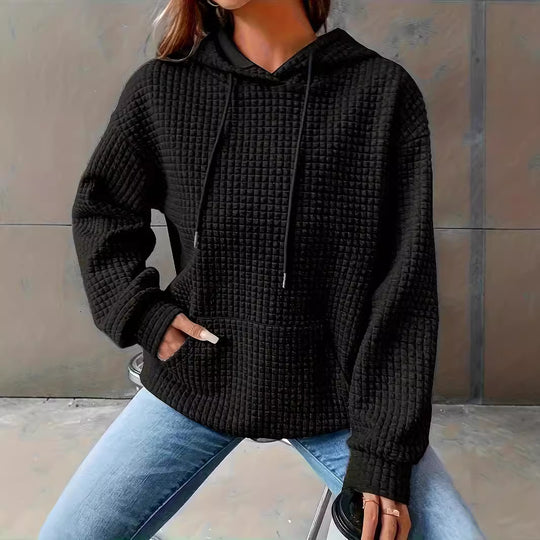 Damen lässiger Kapuzenpullover mit strukturiertem Design EB