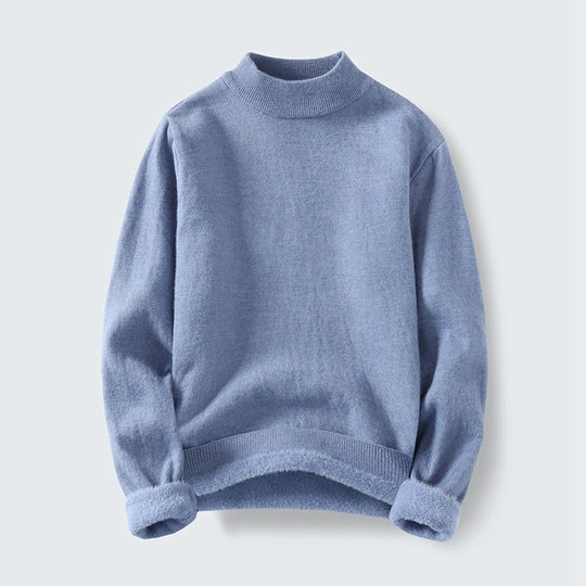 Damen Strickpullover mit hohem Kragen und weichem Innenfutter EB