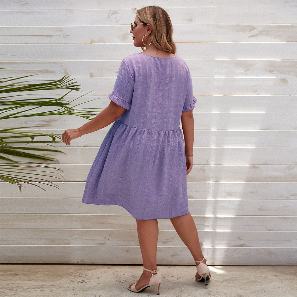 Damen lässiges Sommerkleid mit breiten Ärmeln und quadratischem Ausschnitt EB