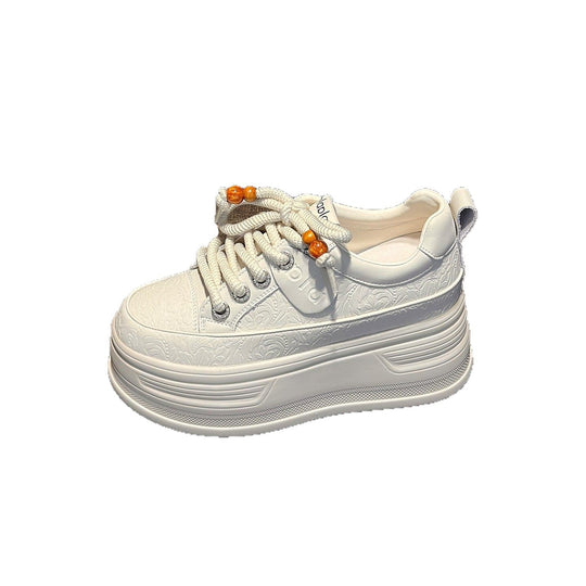 Damen modische Plateau Sneakers mit dekorativen Schnürsenkeln und strukturiertem Obermaterial EB