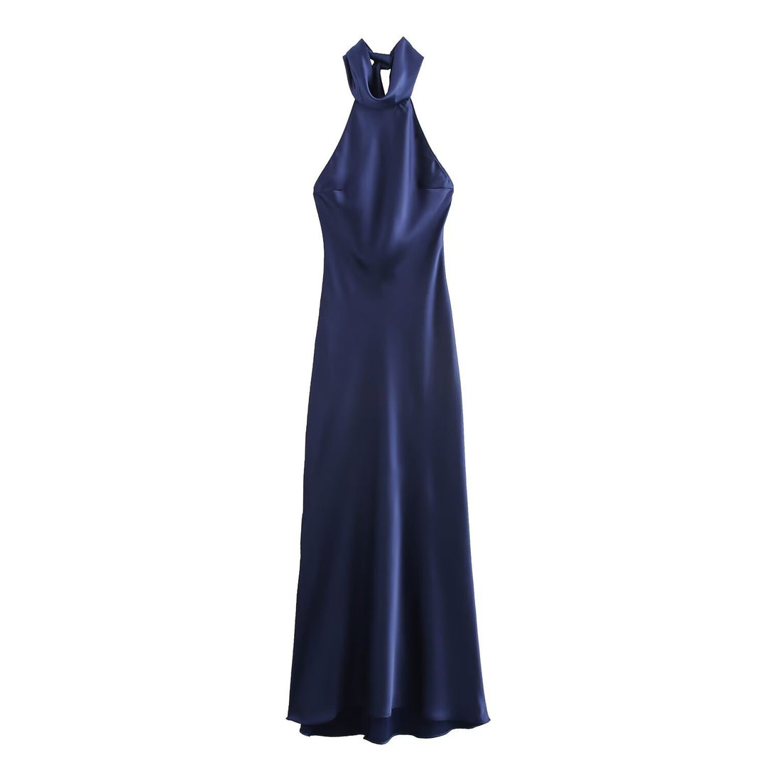 Damen Abendkleid mit hohem Kragen und fließendem Schnitt EB