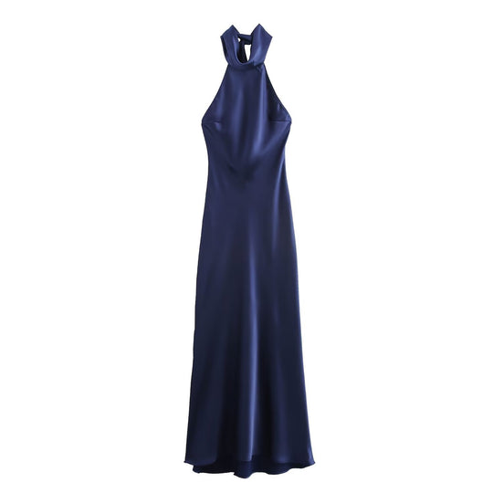 Damen Abendkleid mit hohem Kragen und fließendem Schnitt EB