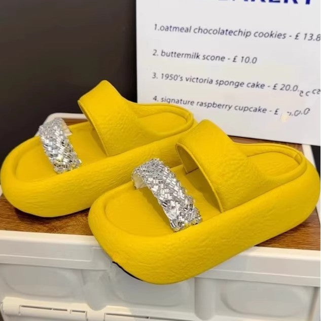 Damen modische Clogs mit eleganter Glitzerapplikation und bequemer Sohle EB
