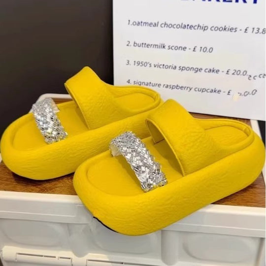 Damen modische Clogs mit eleganter Glitzerapplikation und bequemer Sohle EB
