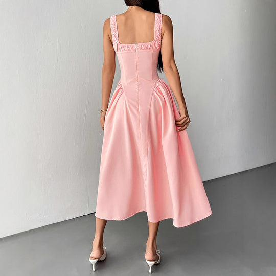 Damen Midikleid mit feinen Rüschendetails und figurbetontem Schnitt EB