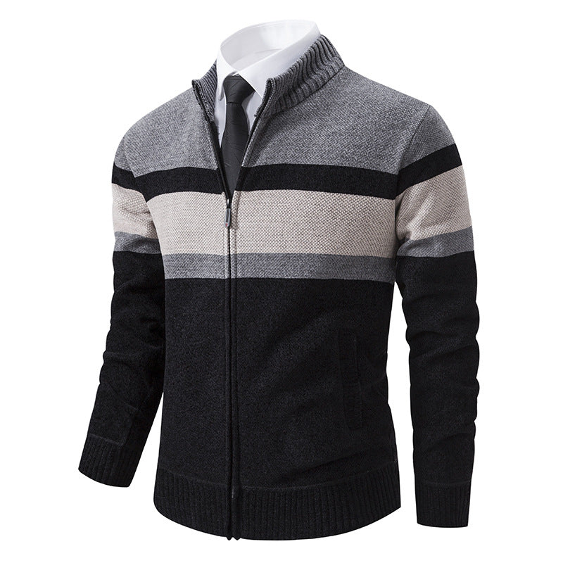 Herren Strickjacke mit strukturiertem Design und hochschließendem Kragen EB