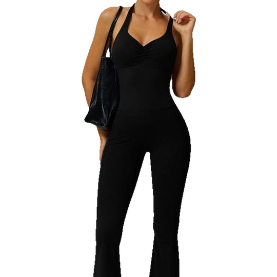 Damen Sportlicher Jumpsuit mit figurbetontem Schnitt und Trägern EB