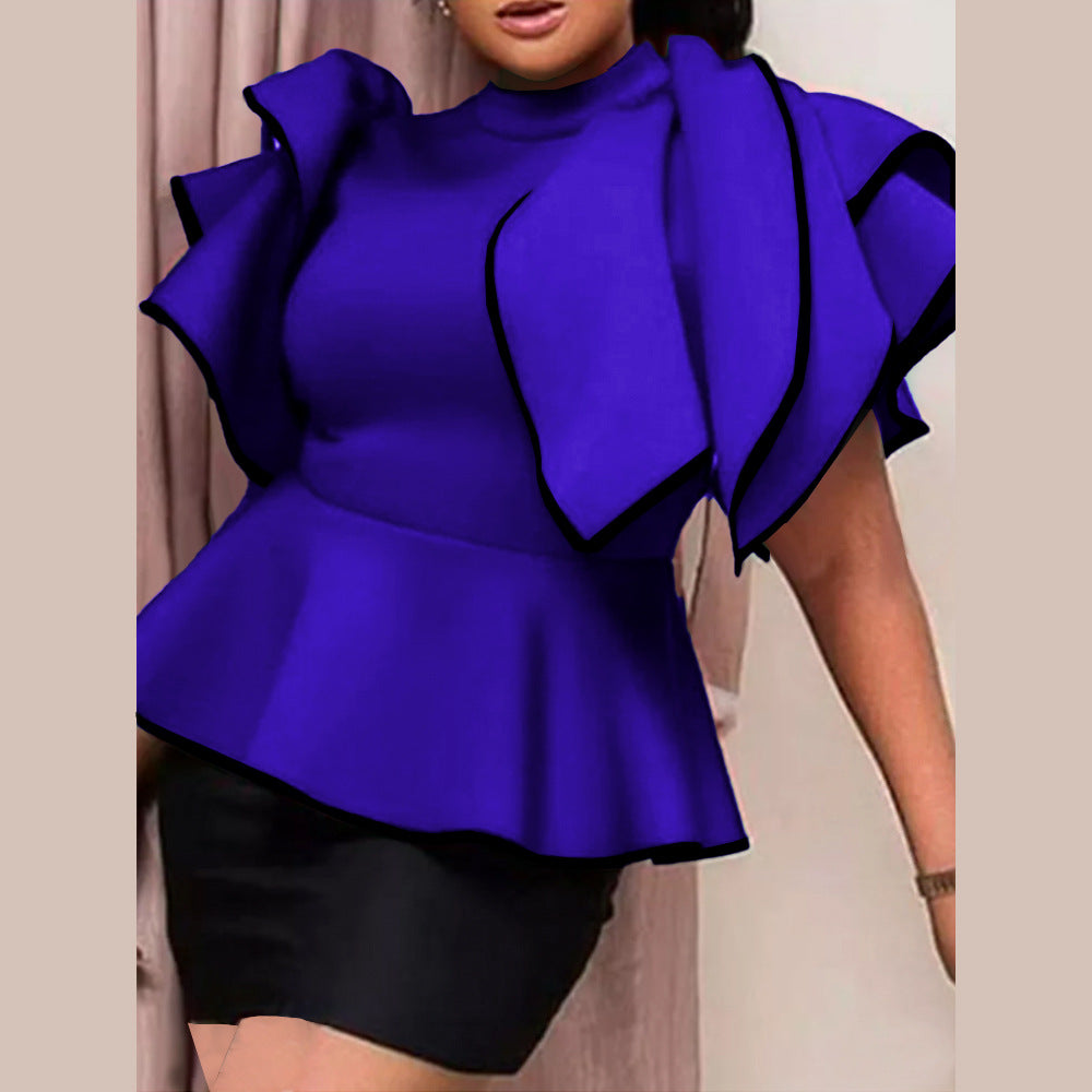 Damen Peplum-Top mit ausgefallenen Rüschen und asymmetrischem Schnitt EB