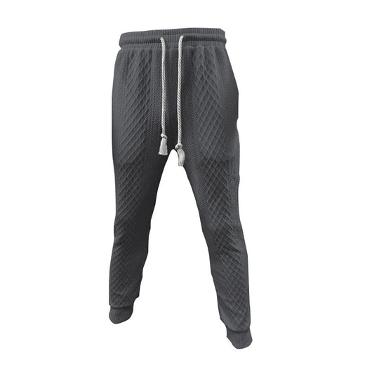 Herren nan Jacquard-Loungewear-Set mit Polokragen Kordelzugbund und konisch geschnittener Jogginghose EB