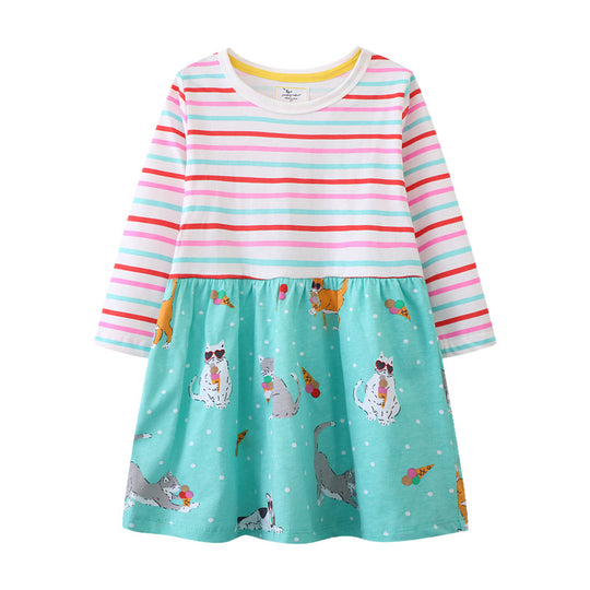 Mädchen Baumwollkleid mit verspieltem Tierdesign EB