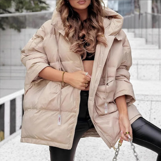 Damen Oversized Steppjacke mit praktischen Taschen und hohem Kragen EB