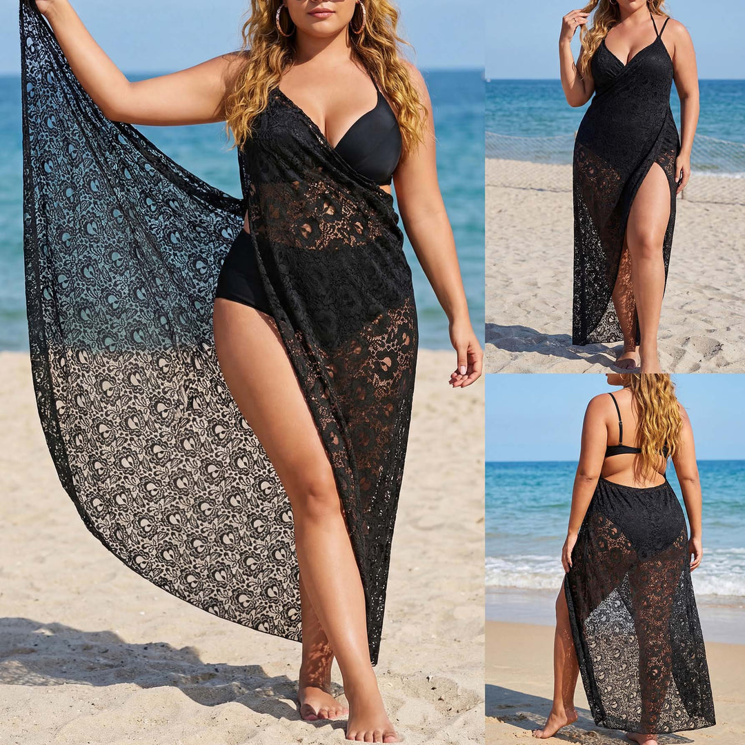 Damen Elegantes transparentes Strandkleid EB