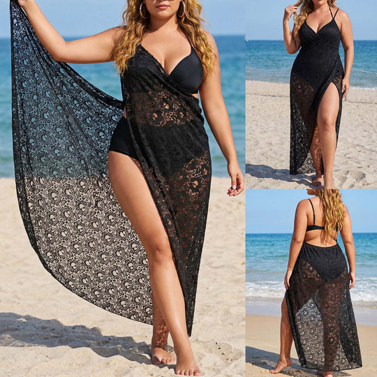 Damen Elegantes transparentes Strandkleid EB