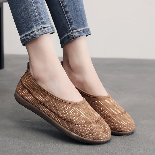 Damen bequeme Slip-On Schuhe mit atmungsaktivem Gewebe EB