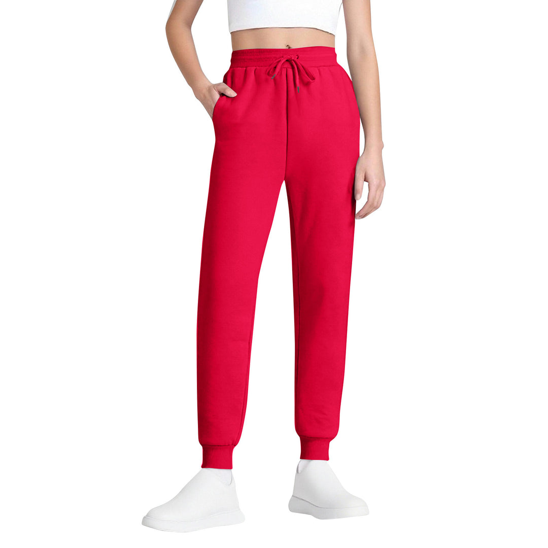 Damen nan schlanke hochgeschnittene Jogginghose mit Tunnelzug, Eingrifftaschen und Bündchen EB