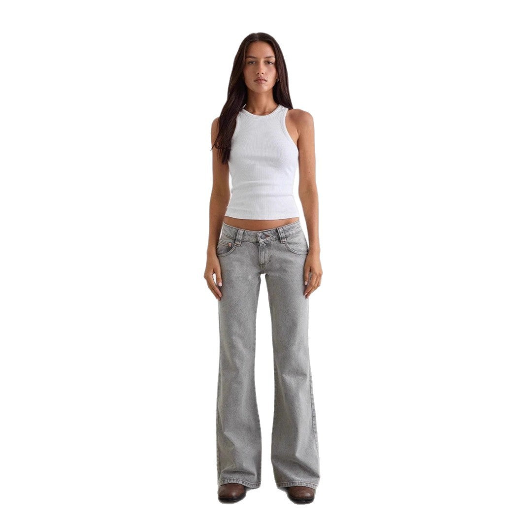 Damen Weite Schlagjeans mit hohem Bund