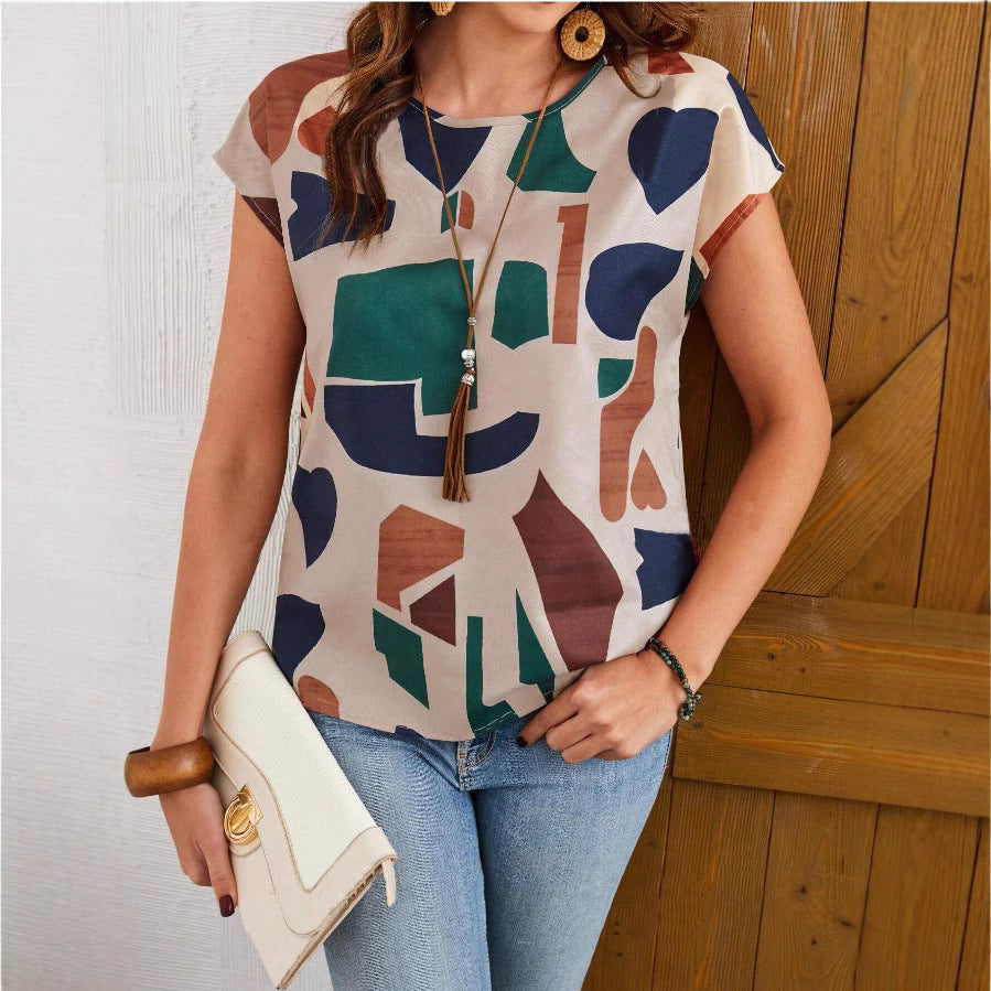 Damen lässige Bluse mit geometrischem Muster EB
