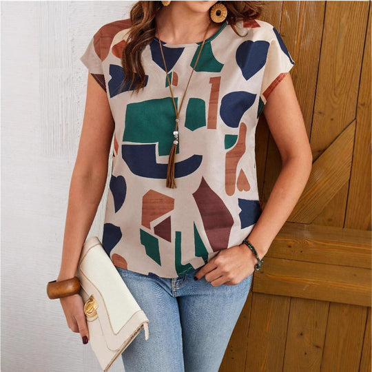 Damen lässige Bluse mit geometrischem Muster EB