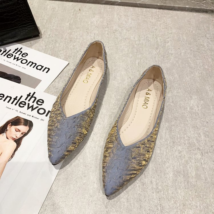 Damen Ballerinas mit spitz zulaufendem Design und strukturiertem Obermaterial EB