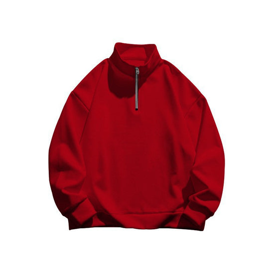 Unisex oversized Sweatshirt mit halbem Reißverschluss und Stehkragen aus weichem Baumwollmix EB