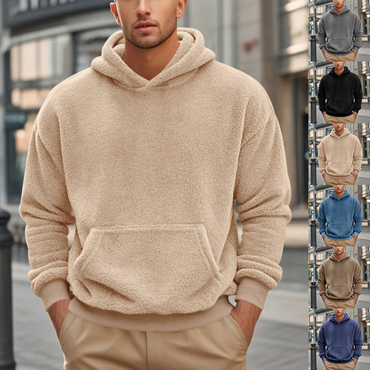 Herren übergroßer Fleece-Hoodie mit Kängurutasche und gemütlichem Schnitt EB
