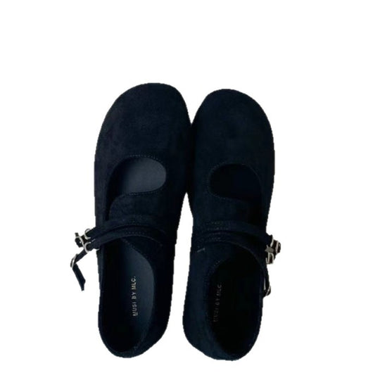 Damen bequeme Ballerinas mit modischem Riemchen und rutschfester Sohle EB