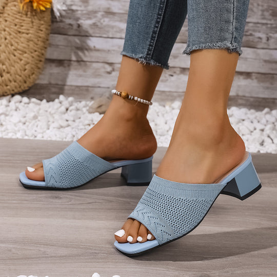 Damen Modische Slip-On Sandalen mit elegantem Blockabsatz und atmungsaktivem Obermaterial EB