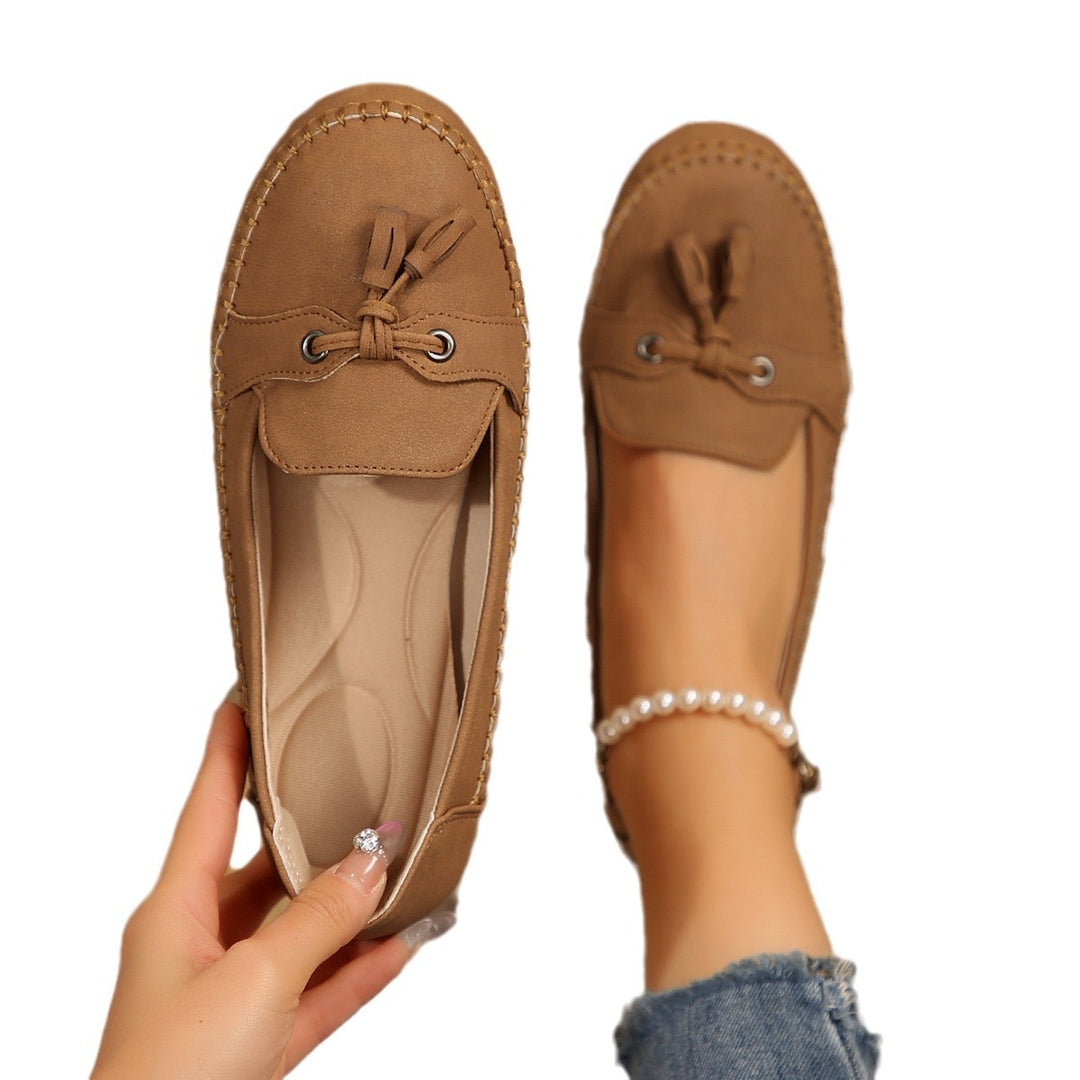 Damen bequeme Mokassins mit flexibler Sohle und eleganter Knoten-Applikation EB
