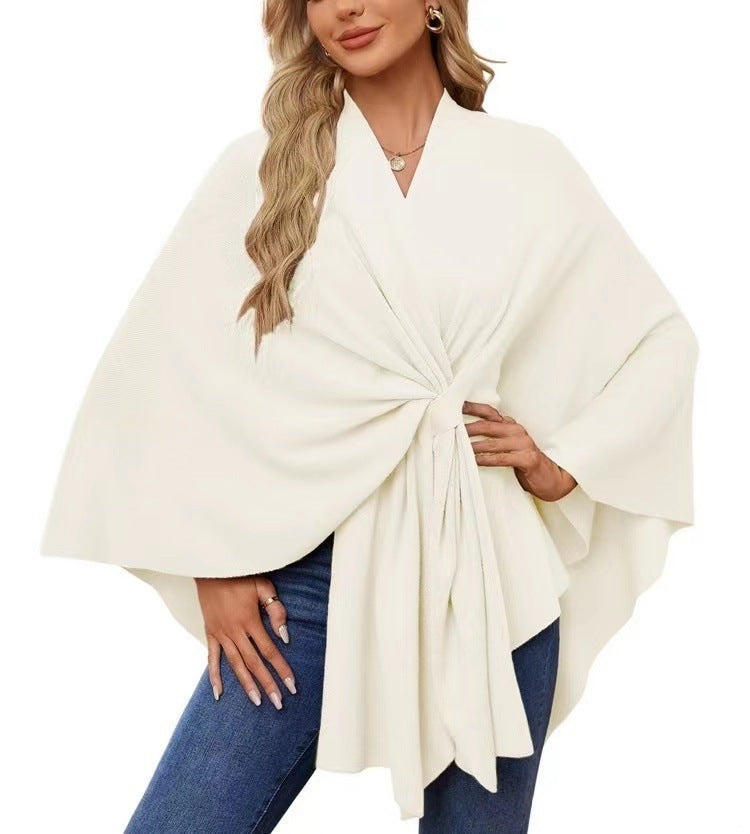 Damen Eleganter Wickelpullover mit asymmetrischem Schnitt EB