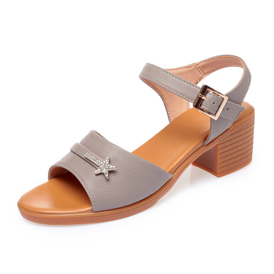 Damen Elegante Sandaletten mit modischem Riemen und komfortablem Blockabsatz EB