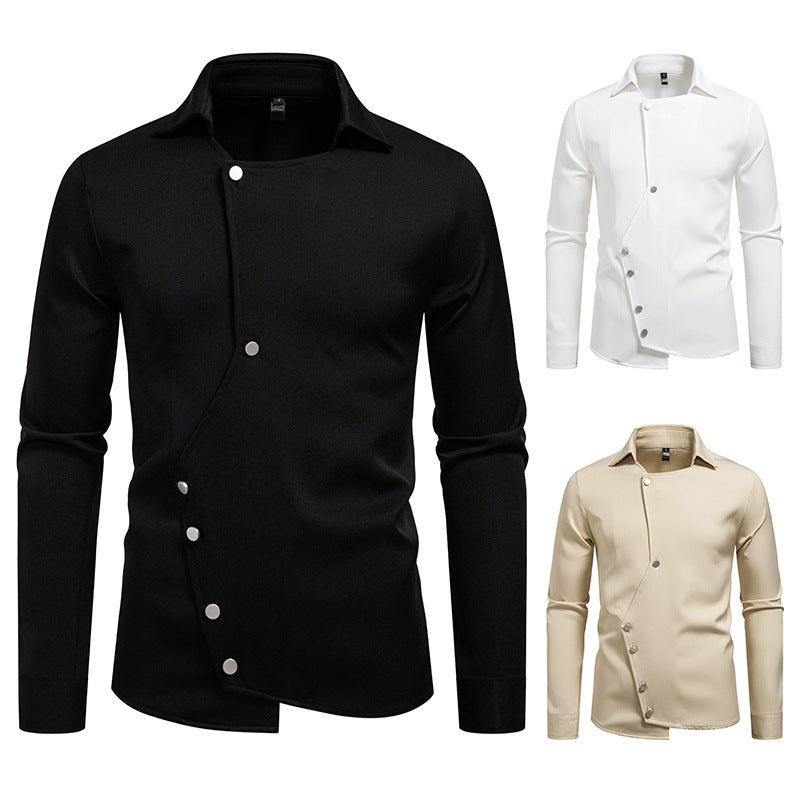 Herren Hemd mit asymmetrischem Knopfdesign und modernem Kragen EB